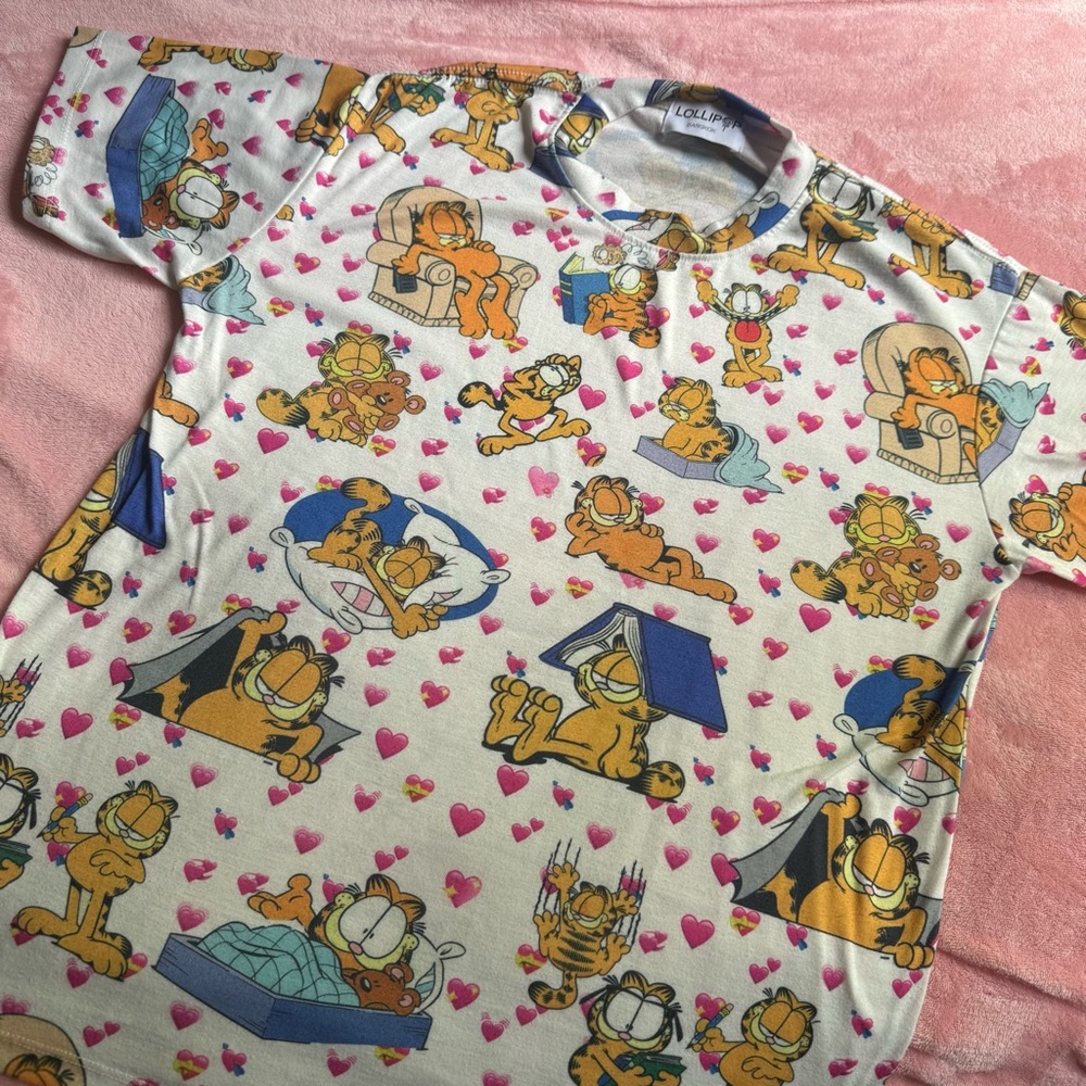 Lollipop Garfield Soft Graphic T-Shirt Kawaii